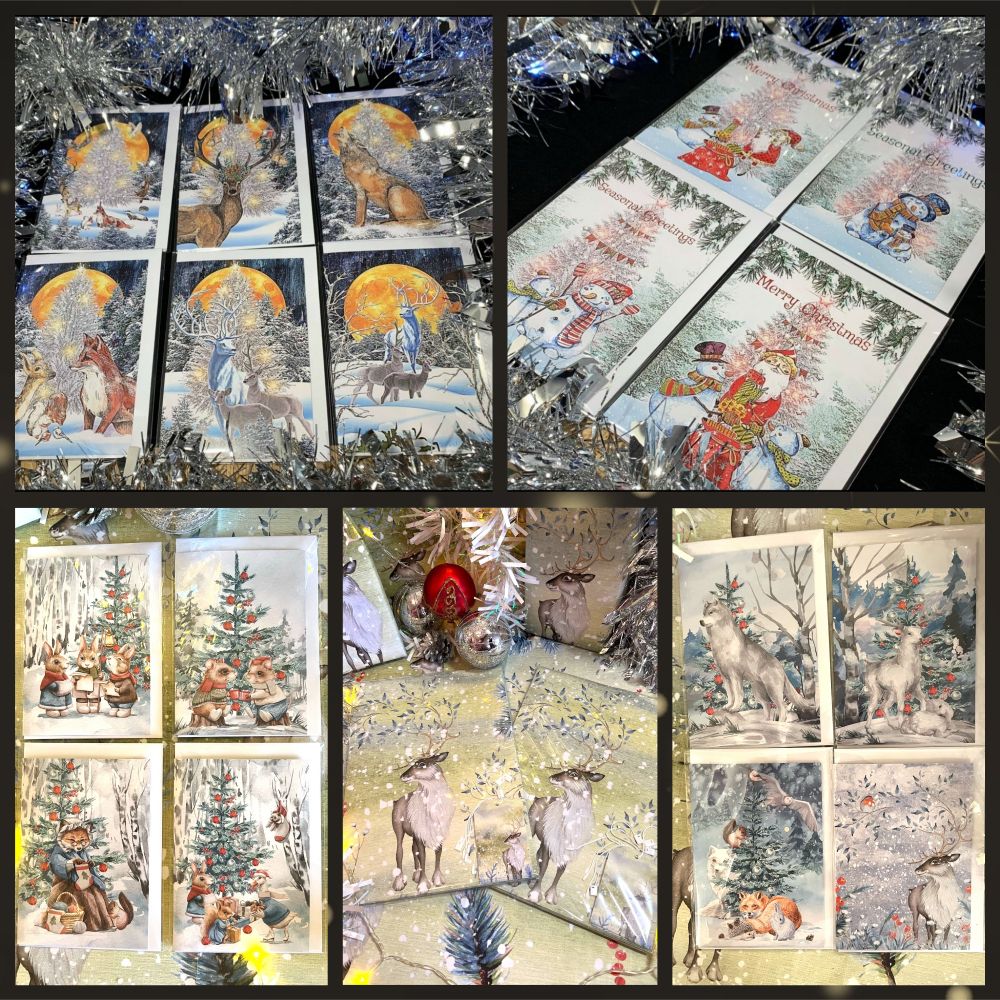 BUMPER CHRISTMAS SET - 18 Yule Cards, 4 x Wrap with Tags