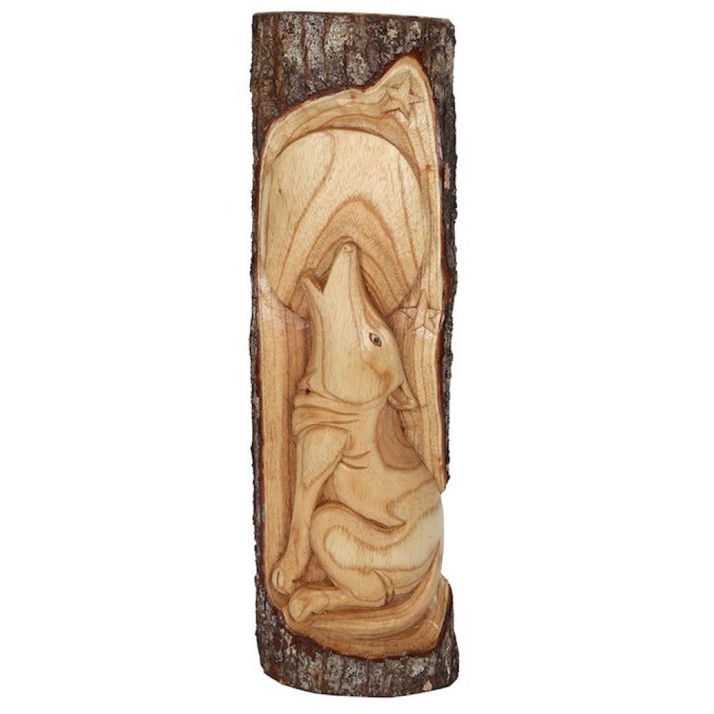 50cm Howling Wolf Wood Carving