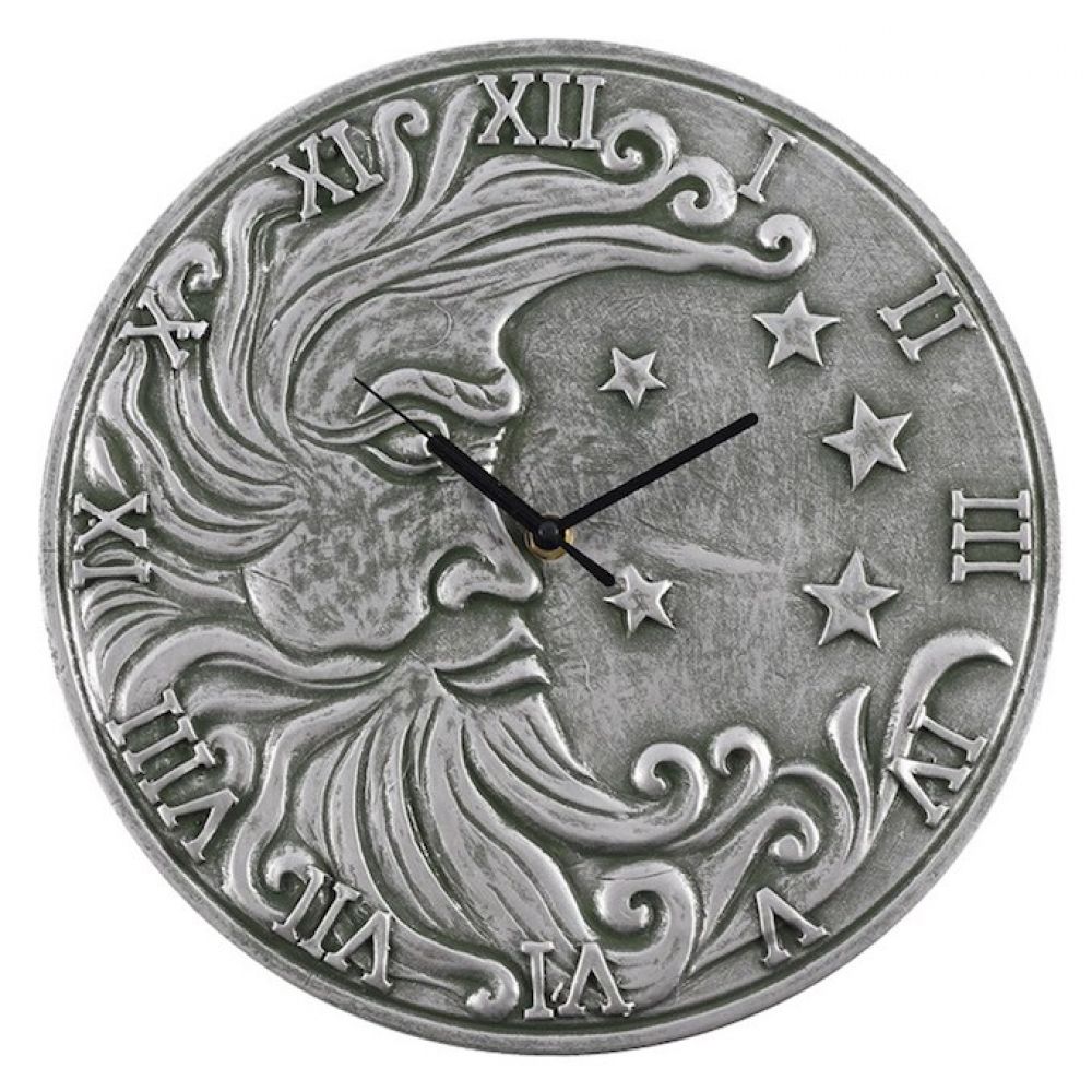 Silver Effect Terracotta Moon Clock 